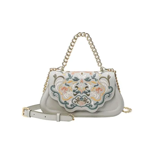 Ancient Yi Xi Сумка через плечо из коровьей кожи маленькая сумка женская цвет нефритовая шпилька асфальтовый серый