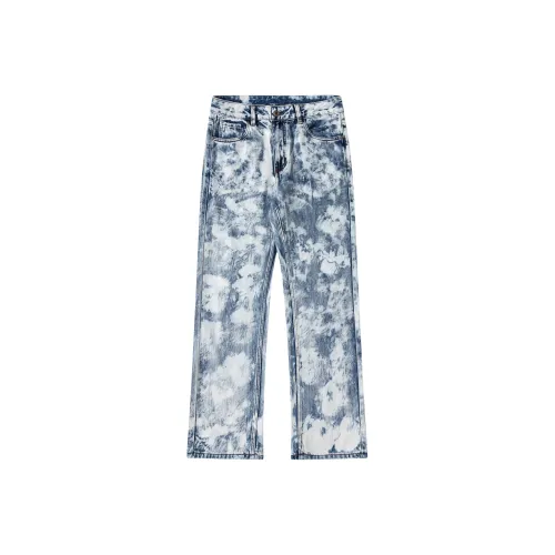 VALKOMM Небесно-синий, Белый, Облака Унисекс Джинсы