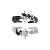 Белый голубь и Черная ворона - Белый циркон - Черное перо + Серебряное перо