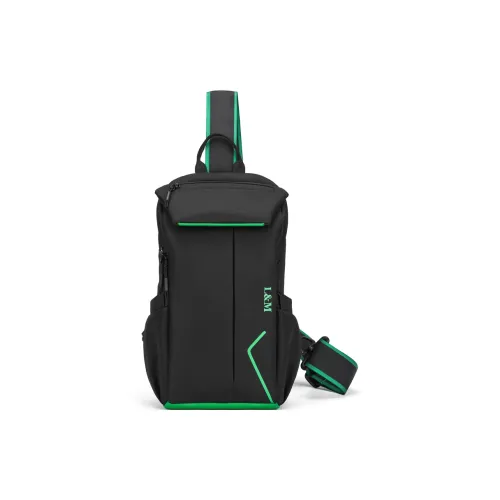 L M Oxford Sling Bag Standard Unisex Black Green Black Purple