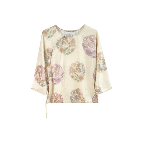 JK&JS Цветочный Желтый Женские Рубашки