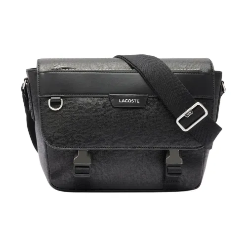 LACOSTE Сумка через плечо из коровьей кожи Мужская Черная