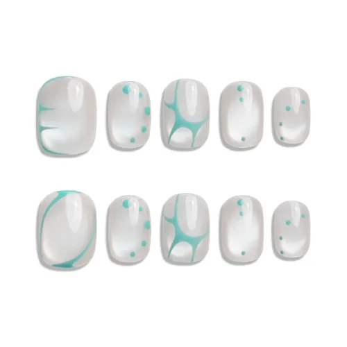 Goodbye Day Аврора синий False Nail Короткий Квадрат And Круглый Синий Jump Цвет Стиль Instagram