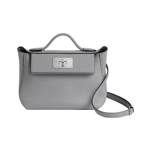 HERMES 24 24 Evercolor Swift Телячья кожа Сумка через плечо Сумка Женская Серый