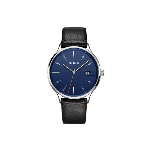 MBK Автоматический Механический Механизм Коровья Кожа Ремешок Часы Мужские Черный Циферблат