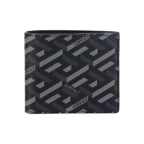 VERSACE Полиуретан Держатель для карт кошелек Мужской Черный