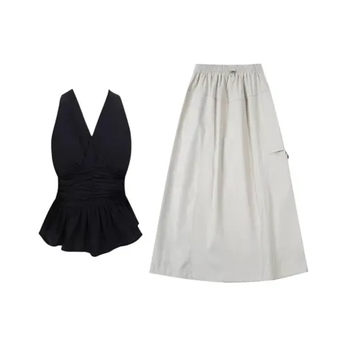 MARIE·COCO Черный топ + Юбка Женские Комплекты с юбкой