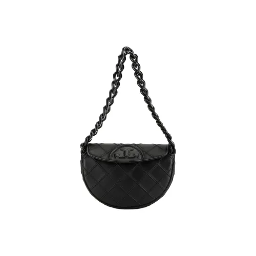 TORY BURCH Fleming Sheepskin Chain Half Moon Shoulder Bag Mini Women's Black