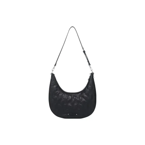 LI NING 1990 Classic Collection Коровья кожа Полумесяц Сумка Сумка через плечо Женская Черная