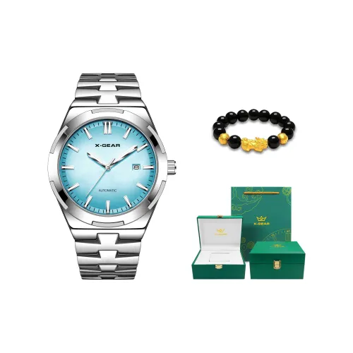 X Шестерня Автоматический Механический Механизм Мужские Часы 42 мм Синий