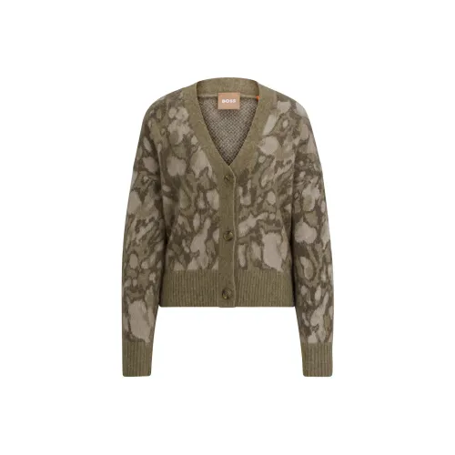 Hugo Boss OVERSIZE Кардиган с фирменным узором женские зеленый