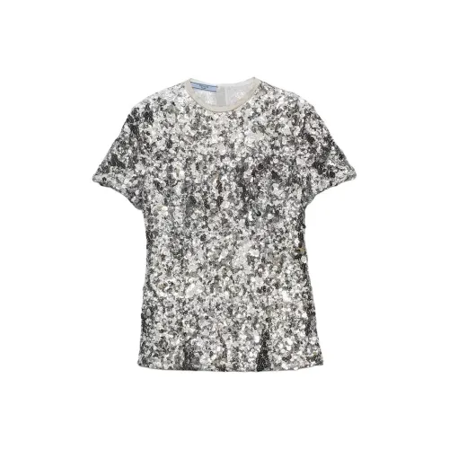 PRADA Silver Женские T-рубашки