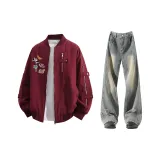 Бургунди + Желтый Грязь Брюки