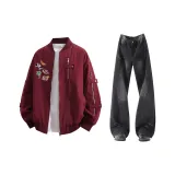 Бургунди + Углеродный Черный Брюки