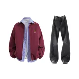 Бургунди + Углеродный Черный Брюки