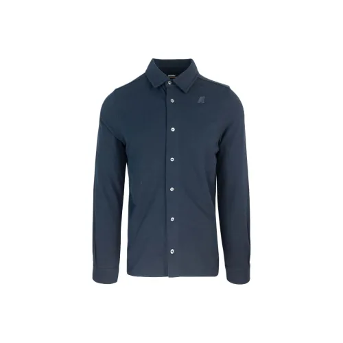 K WAY Blue Men's Shirts K WAY Синие Мужские Рубашки