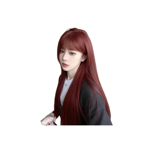 MUNINGFEI Полный комплект Малиново-красный Женский парик Высокотемпературная пряжа