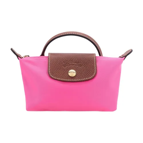 LONGCHAMP Le Pliage Переработанный холст с кожей Комбинированная холщовая сумка сумка-пельмени сумка обычного размера женская конфетно-розовая