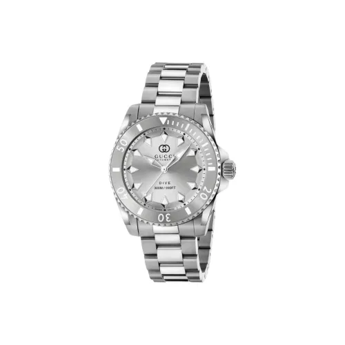 Gucci Dive Collection Часы Автоматический Механический Механизм Ремешок из Нержавеющей Стали 40 мм Серебристый Циферблат Унисекс