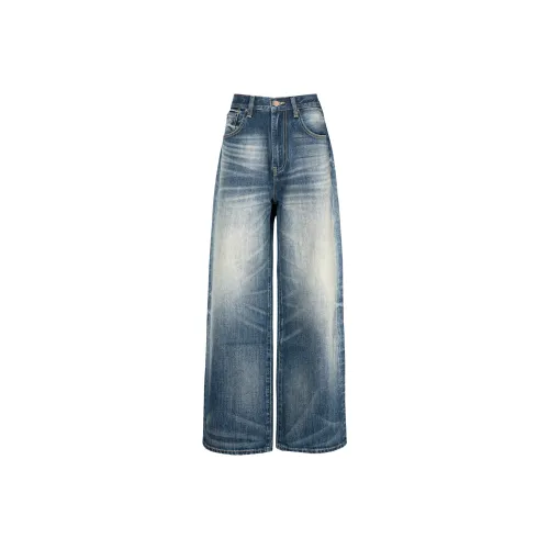 SONGS ALONG Винтажные синие унисекс джинсы