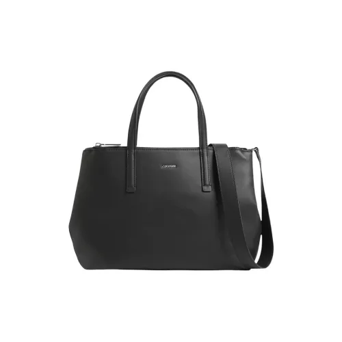 CALVIN KLEIN Логотип Бренда Тисненый Тоут Сумка Сумка для покупок Сумка на плечо Сумка среднего размера Женская Черная