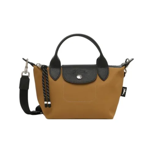 LONGCHAMP Холст с кожей Сумка из холста Сумка-пельмень Сумка на одно плечо Маленькая женская сумка Табачный цвет