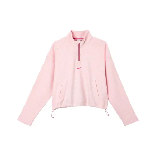 Nike Т-рубашка с рукавом женская светлая ягодно-красного цвета