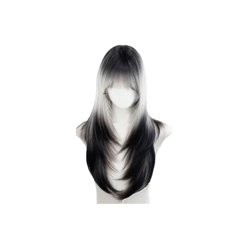 MUNINGFEI Meteorite Sirius Черный Белый Градиентный Перука Женская Отделение Топ Краситель Высокая Температура Пряжа Длинные Прямые Волосы