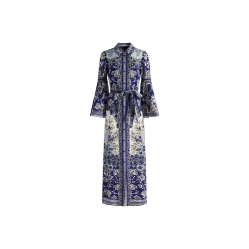 ALICE+OLIVIA Синий Женские Длинные Платья с Рукавами