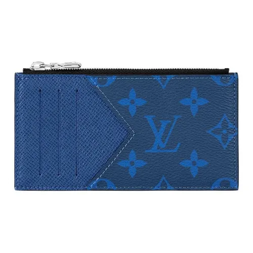 LOUIS VUITTON Коровья кожа и монограмма холст с покрытием Pacific держатель для карт кошелек для монет мужской синий