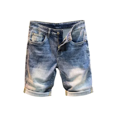 KAIZZGAO Blue Men's Denim Shorts KAIZZGAO Синий Мужские Джинсовые Шорты