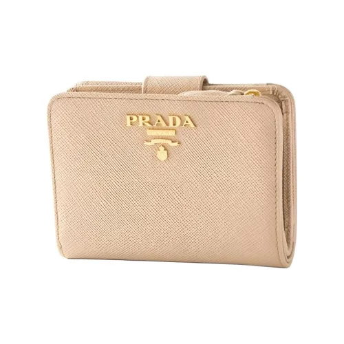 PRADA Saffiano Кожа Кошелек Женские Бежевый и Серый