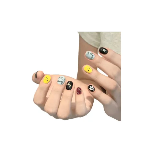 T Z Лето Детство Звезда Smiley Дофамин Молния Буква False Nail Короткий Синий Желтый Черный Jump Цвет Мультяшный