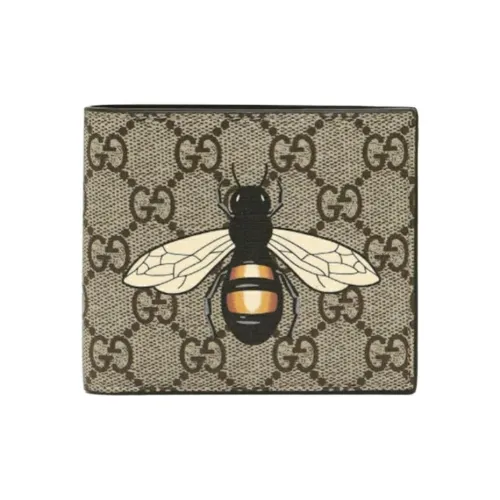 GUCCI Canvas с кожаными вставками кошелек мужской цвет эбеновое дерево