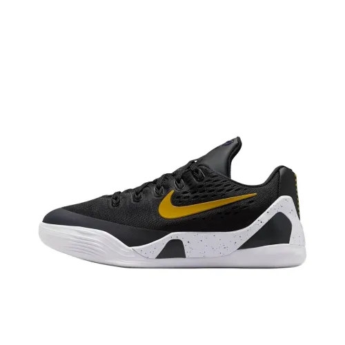 nike Kobe 9 Slip Resistant Abrasion Resistant Low Топ Детские Баскетбольные кроссовки Черный золотой Подростки