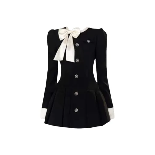 KKX Черные Женские Длинные Платья с Длинными Рукавами