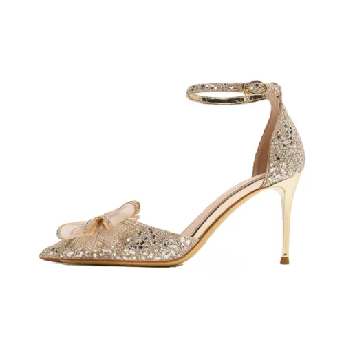 Crelinkxlat Узкий каблук Высокие каблуки Женские Шампанское