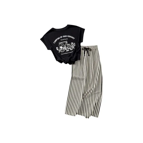 TOUCH Комплект с юбкой Женские Черный Rice Полосы