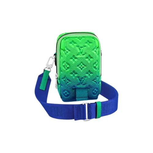 LOUIS VUITTON Tribute To Virgil Холст Покрытый Одно Плечо Клатч Чехол для телефона Мужской Неон Градиент