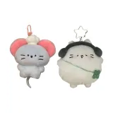 Маленькая синяя белка подвеска + наушники с подвеской в виде четырехлистного клевера + кошка подвеска