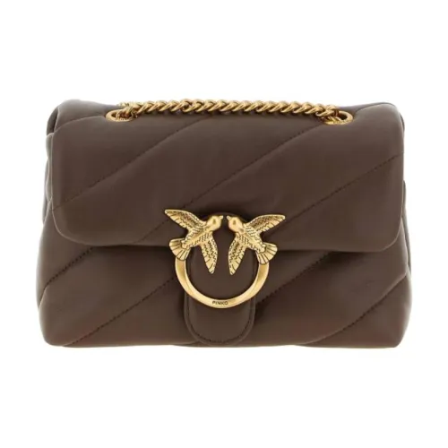 PINKO Овчина Сумка через плечо Сумка на плечо Мини Женская Коричневая