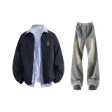 Темно-синие + грязно-желтые брюки