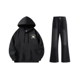 Чёрный свитшот + чёрные серые джинсы