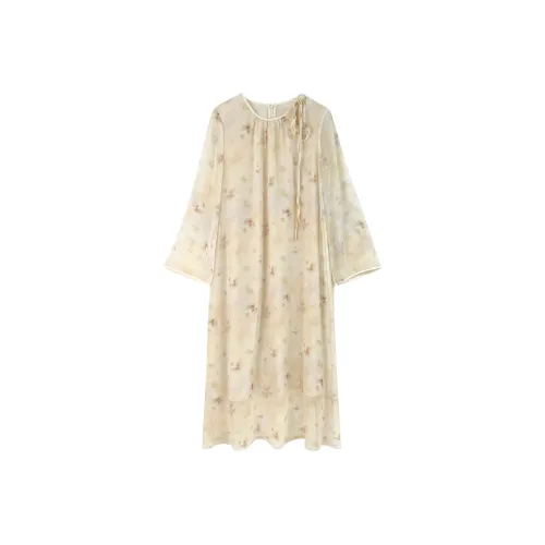 JK&JS Многоцветные Женские Длинные Платья с Длинными Рукавами