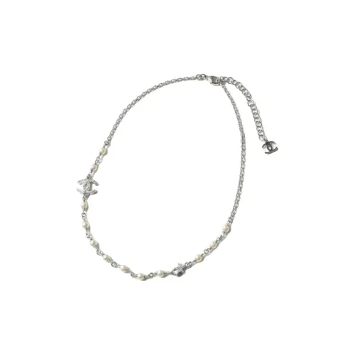 CHANEL Double C Металл Жемчужный Стразы Ожерелья Женские Золото