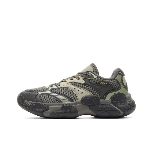 PEAK Амортизация Покрытие Устойчивое к истиранию Низ Резистентный Низ Низкий Топ Толстая подошва Кроссовки Мужские Серый Зеленый