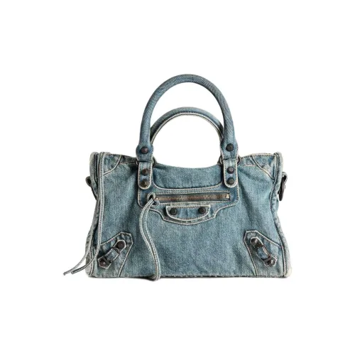 Balenciaga Le City Хлопок Байкеры Сумка Сумка Маленькая Женская Синяя