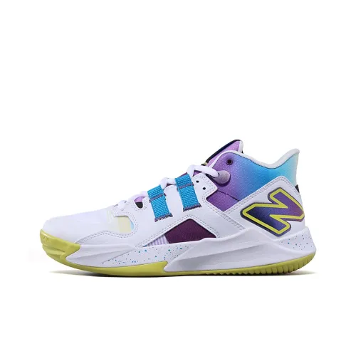 New Balance совместный бренд Coco CG1 Амортизация Износостойкие Высокие Кроссовки для тенниса Унисекс Белый Фиолетовый Синий