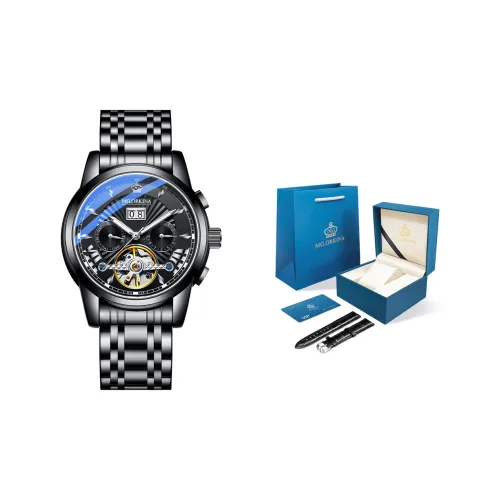 MG.ORKINA MG Механическое механическое часы Стальной ремешок Мужские часы Белый циферблат