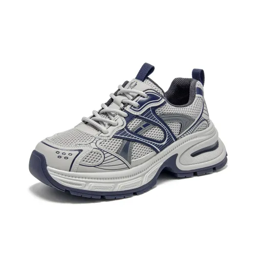 Spider King Low Топ Толстая подошва Кроссовки Женские Серый Синий